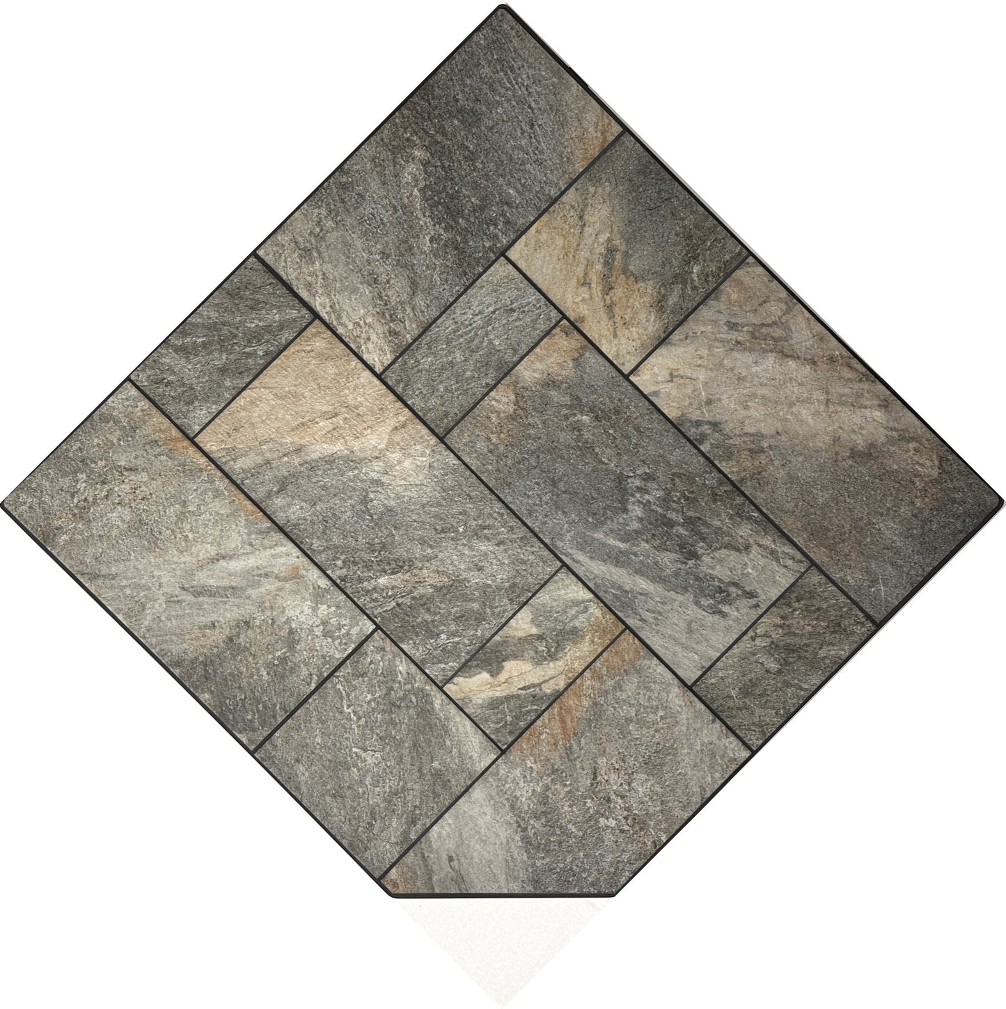 Dominus Heat Corner Hearth Pad 48 Inch - Iron Quartzite