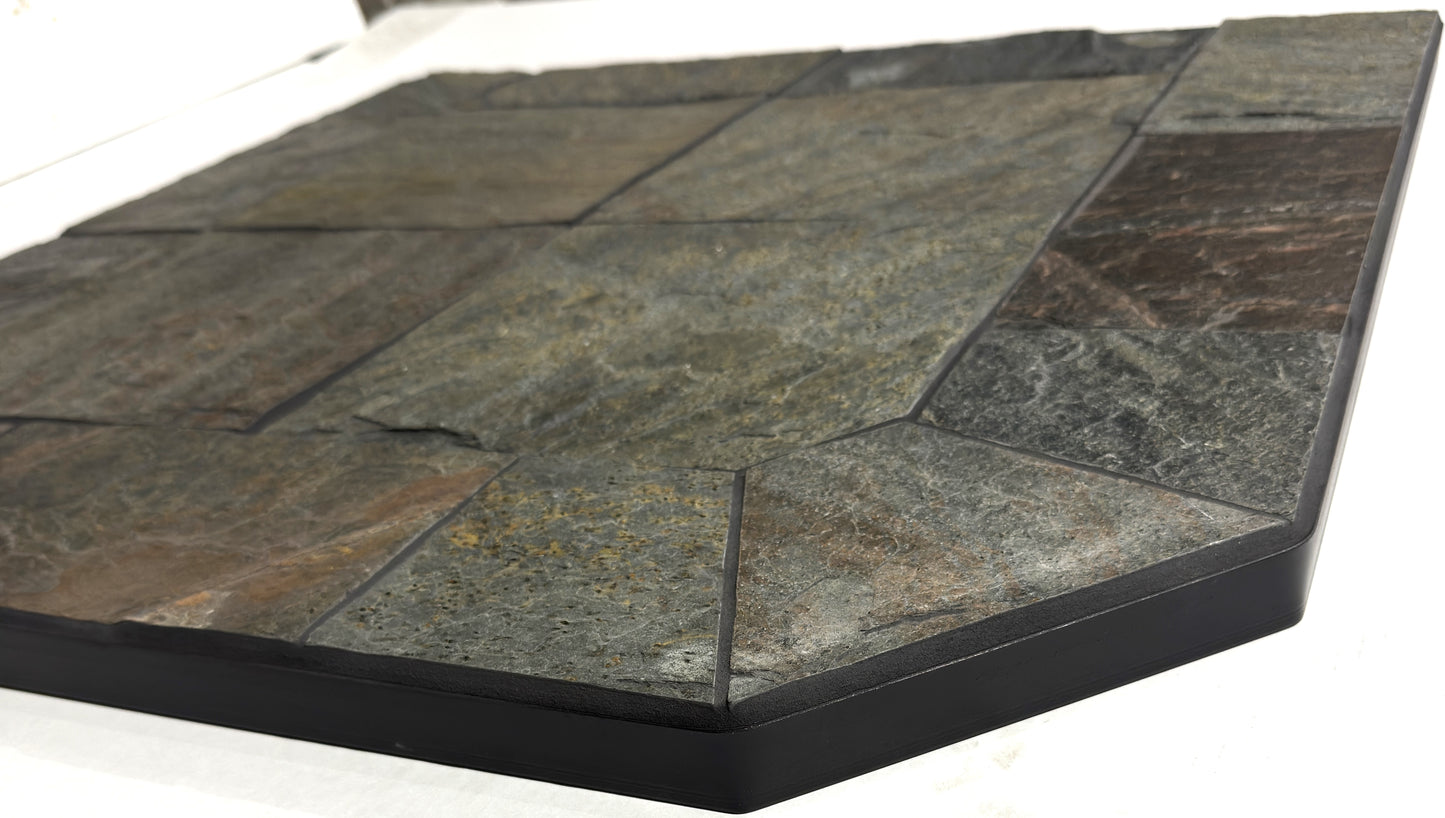 Dominus Heat Corner Hearth Pad - Natural Silver Slate - Dominusheat