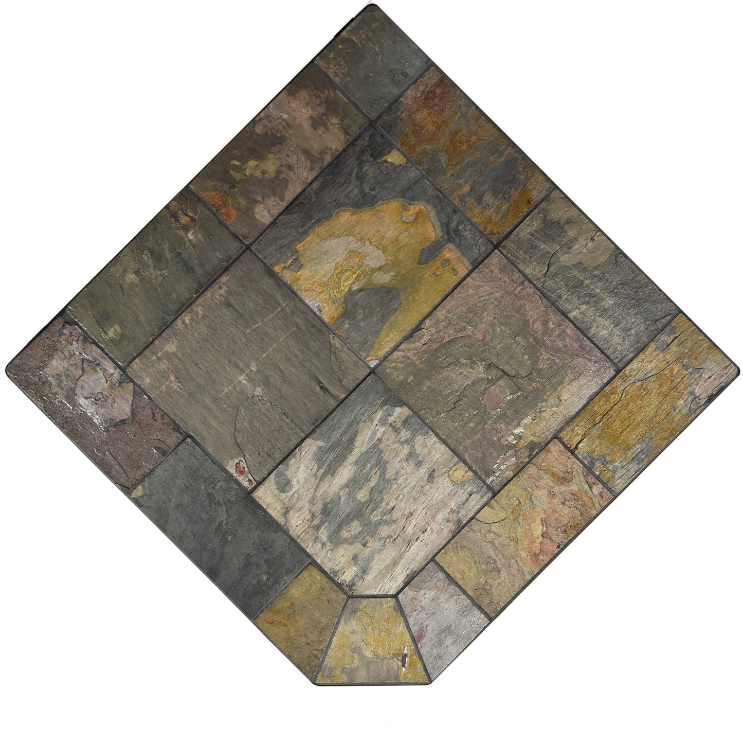 Dominus Heat Corner Hearth Pad in Peacock Slate