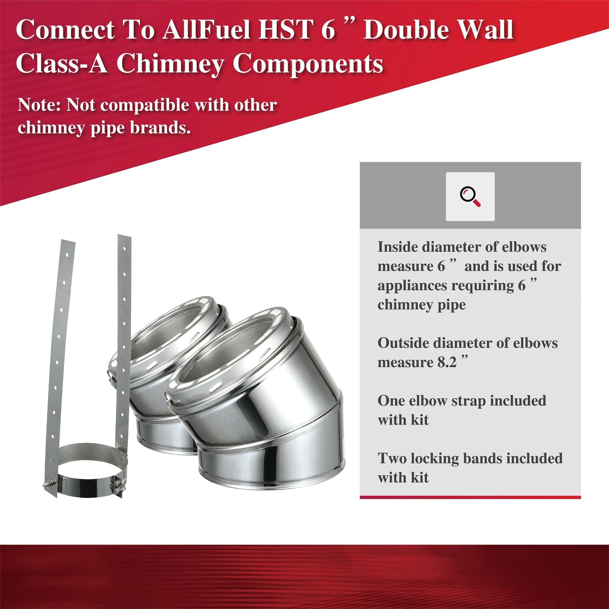 15 Degree Elbow Kit for 6" Inner Diameter Chimney Pipe