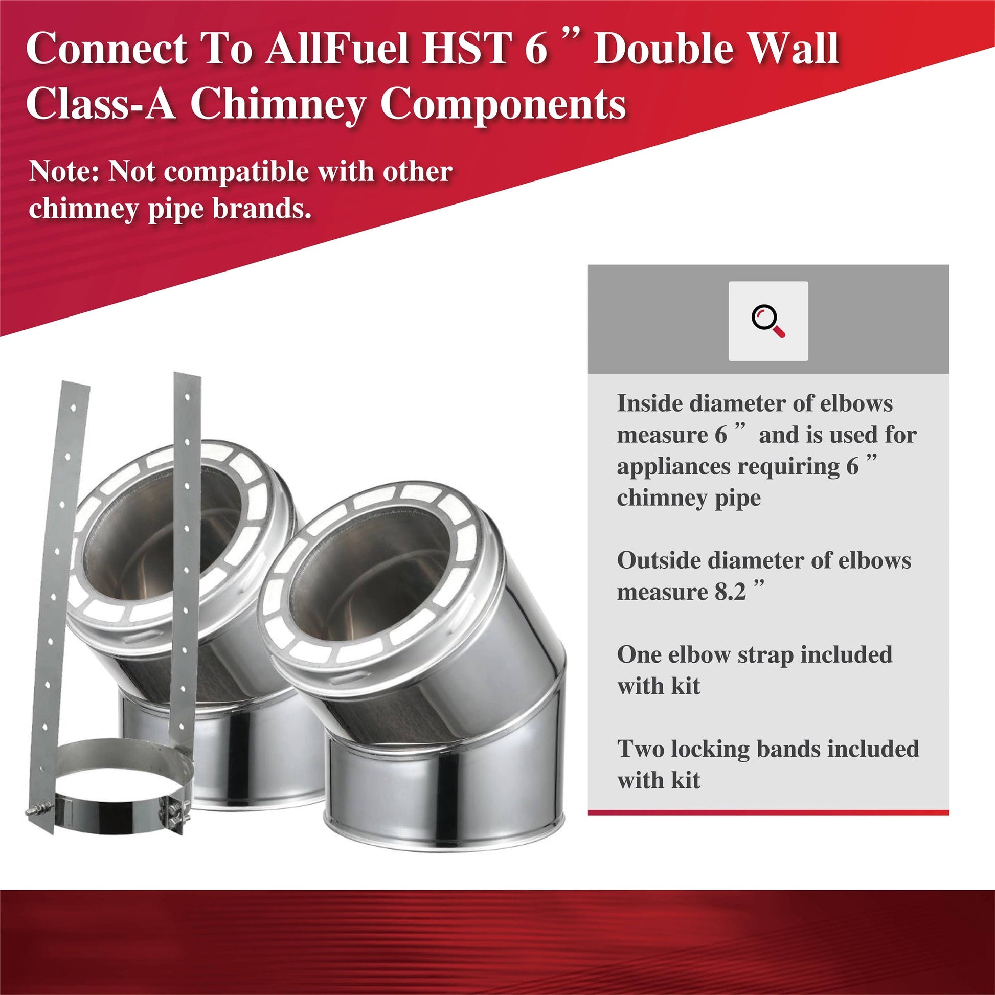 30 Degree Elbow Kit for 6" Inner Diameter Chimney Pipe