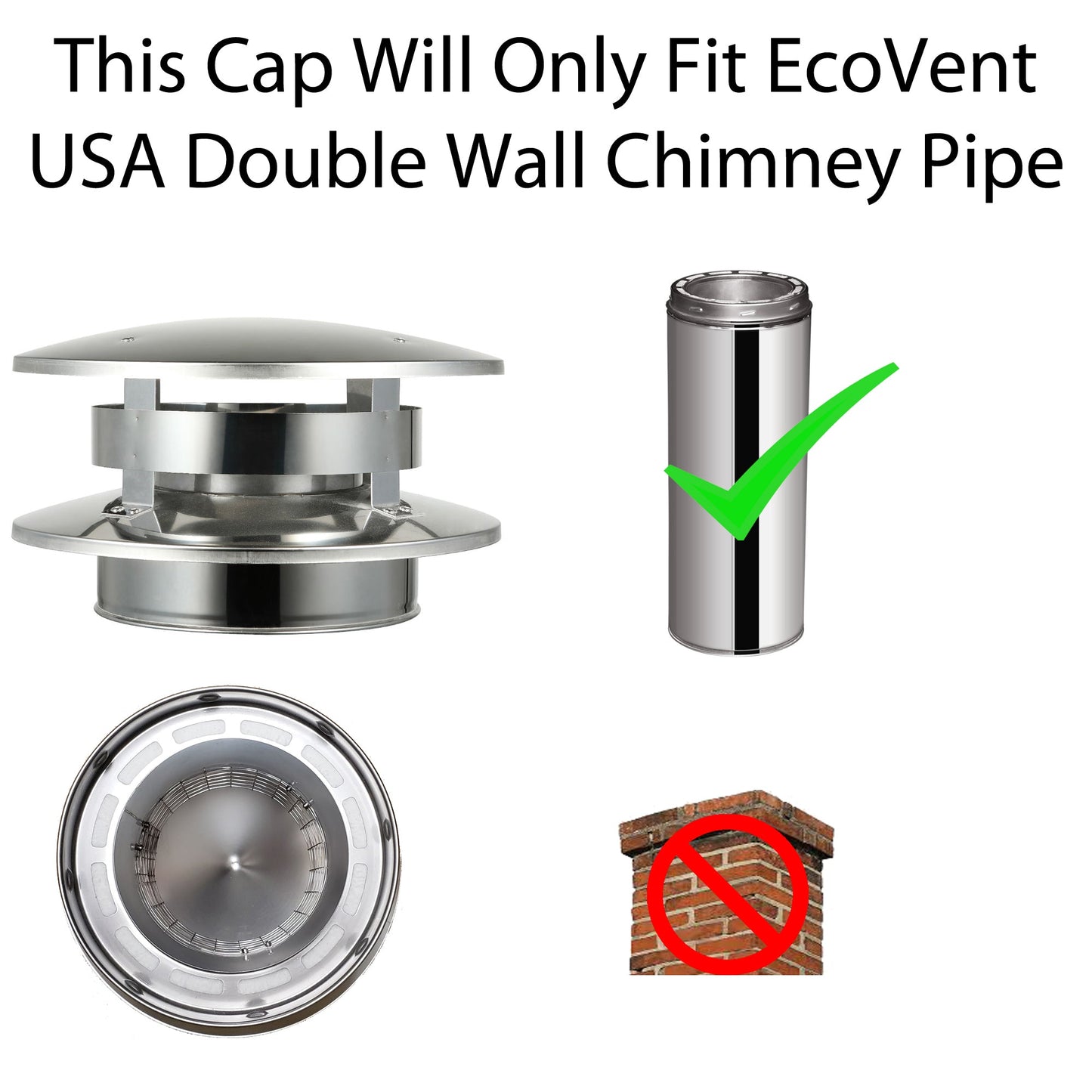 Chimney Cap with Flat Top for 6" Inner Diameter Chimney Pipe