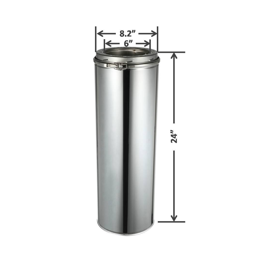 Double Wall Chimney Pipe 6" x 24"