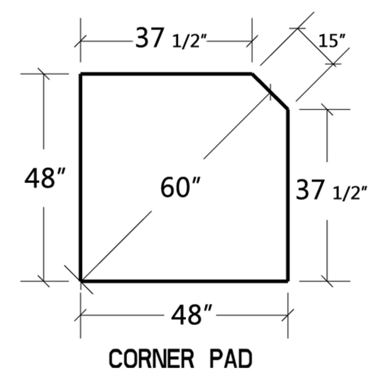 Corner Hearth Pad Dimensions