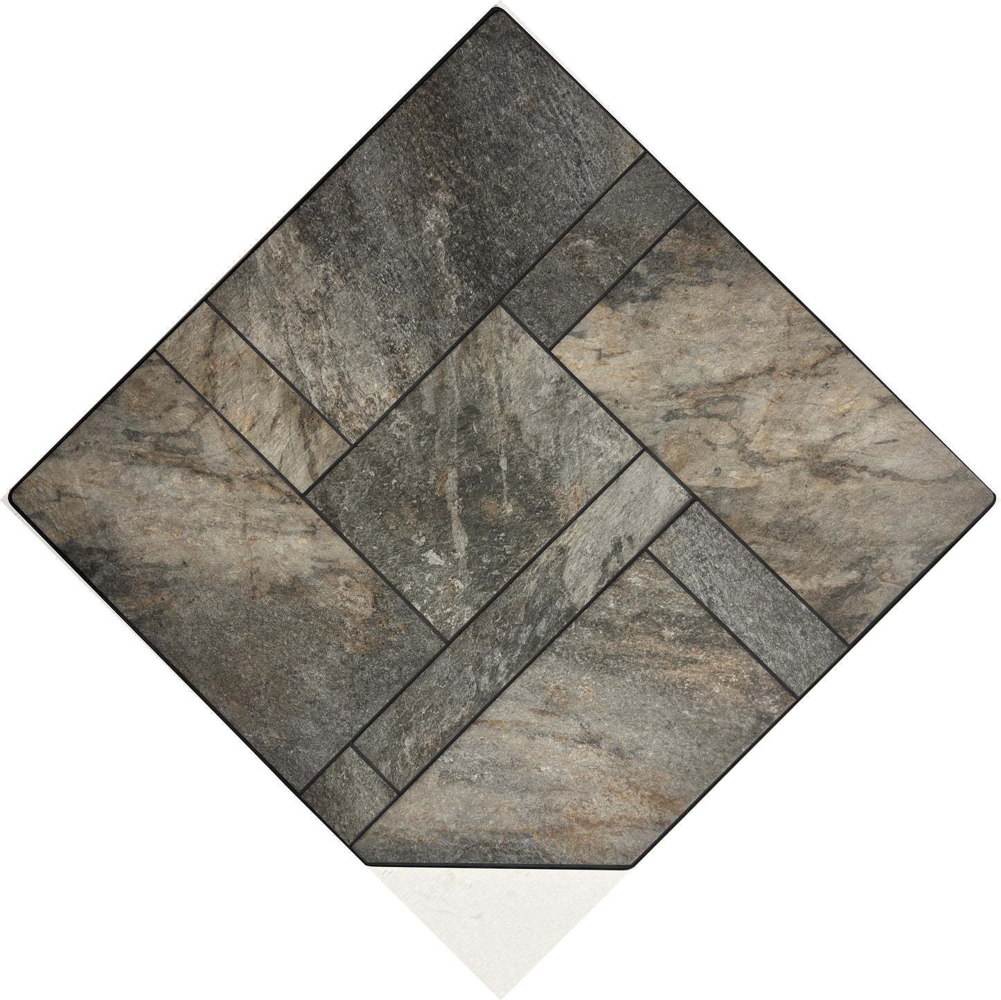 Dominus Heat Corner Hearth Pad 40 Inch - Iron Quartzite
