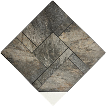 Dominus Heat Corner Hearth Pad 40 Inch - Iron Quartzite