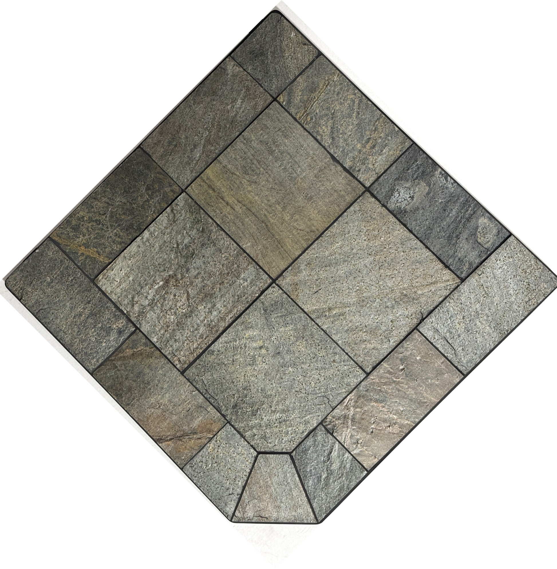 Dominus Heat Corner Hearth Pad - Natural Silver Slate - Dominusheat