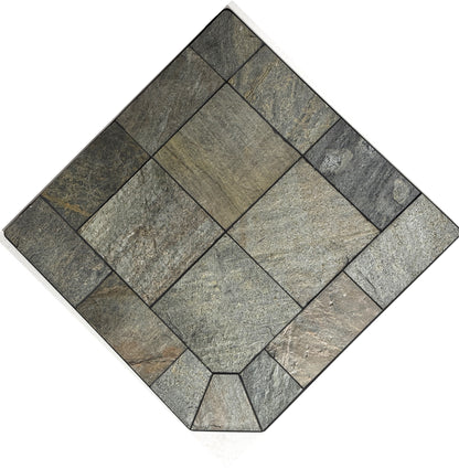 Dominus Heat Corner Hearth Pad - Natural Silver Slate - Dominusheat