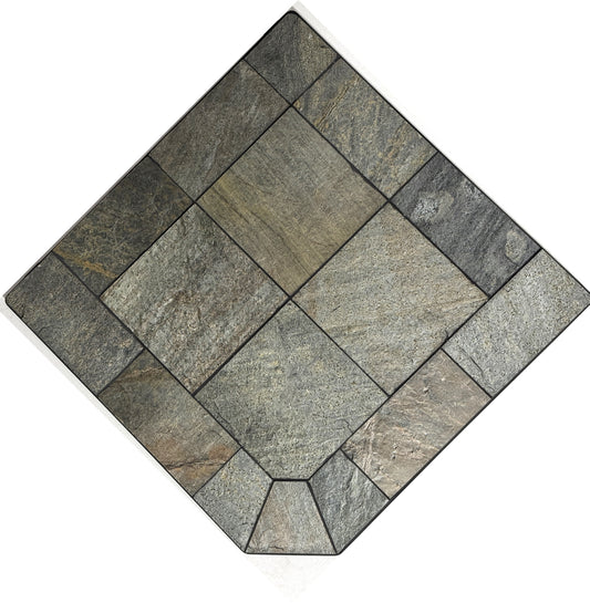 Dominus Heat Corner Hearth Pad - Natural Silver Slate - Dominusheat