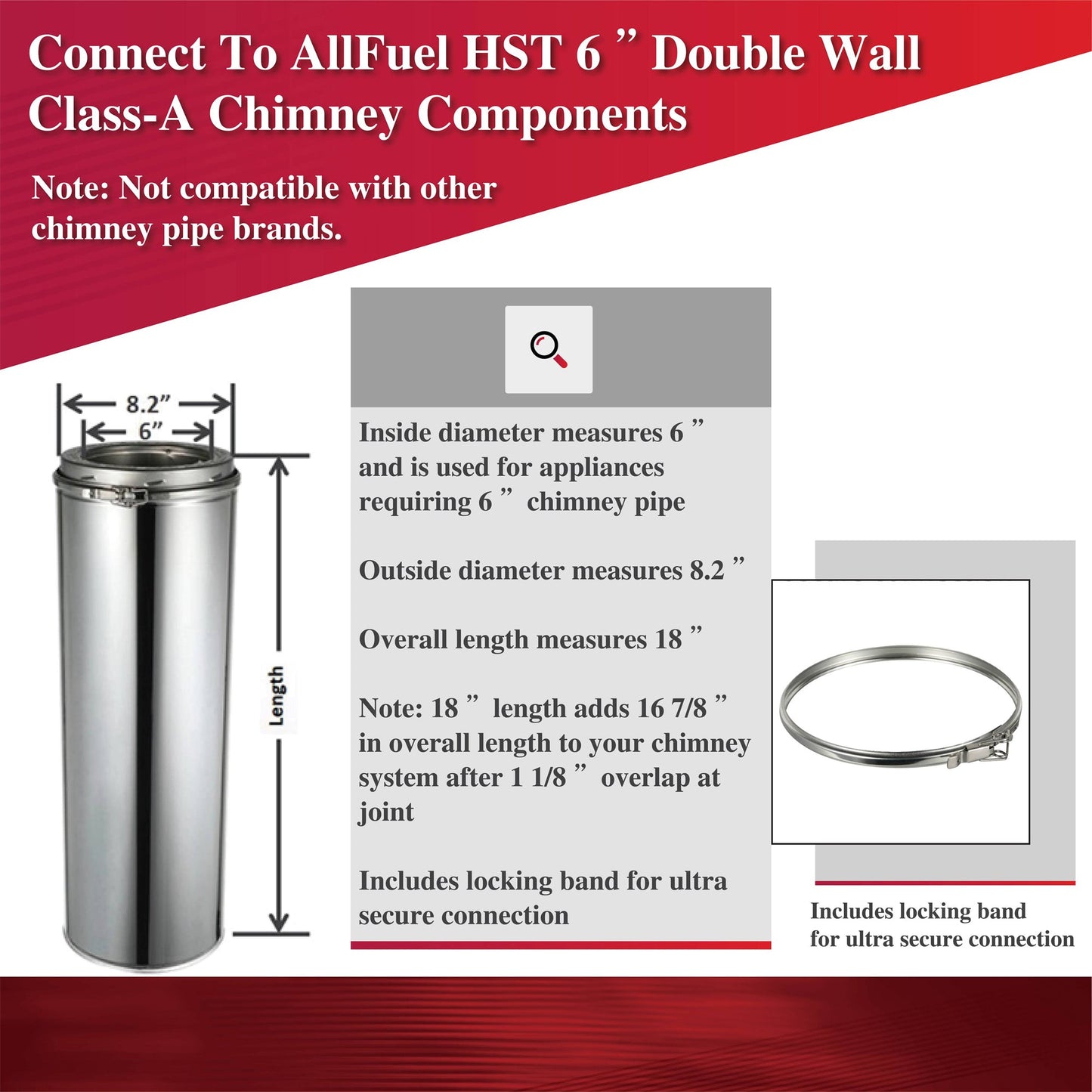 Double Wall Chimney Pipe 6" x 12"
