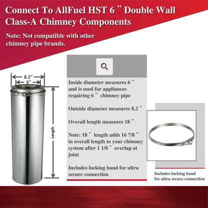 Double Wall Chimney Pipe 6" x 24"