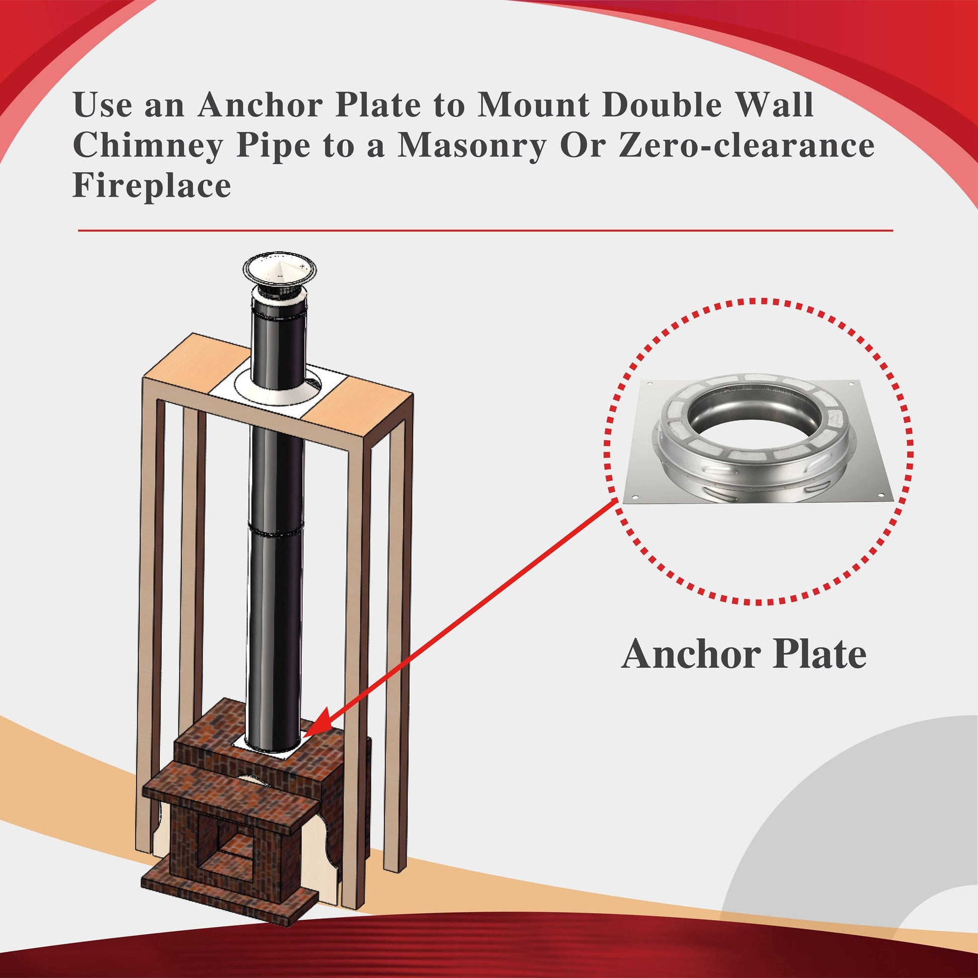 Anchor Plate for 8" Inner Diameter Chimney Pipe