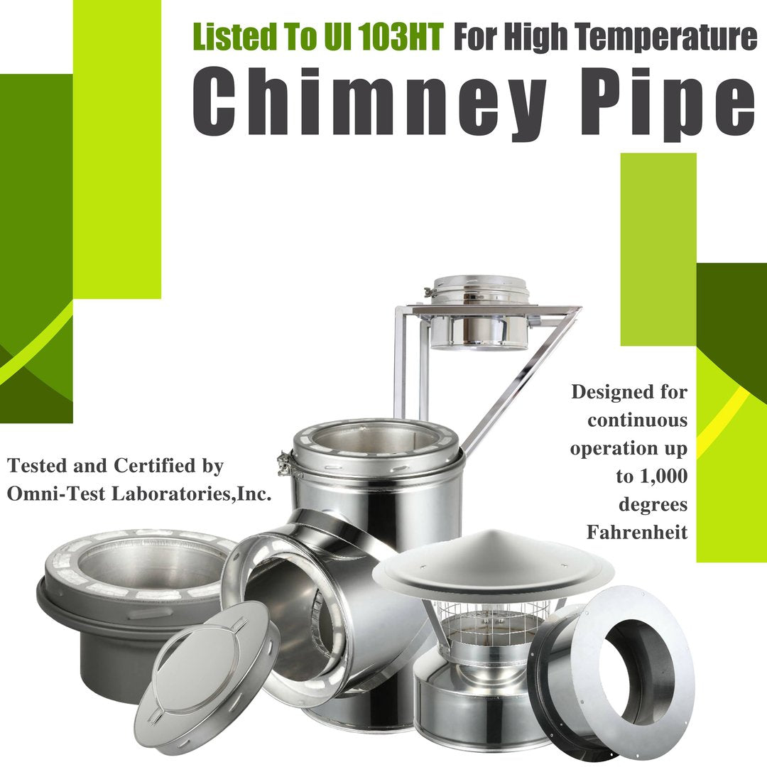 Multi Story Kit for 6" Inner Diameter Chimney Pipe with Flat Top Chimney Cap